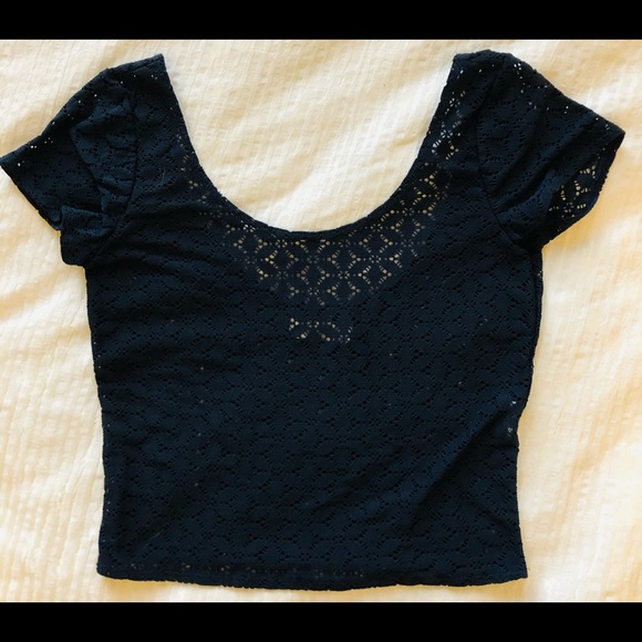 Blue Lace Crop Top - Abercrombie & Fitch - Picture 2 of 3
